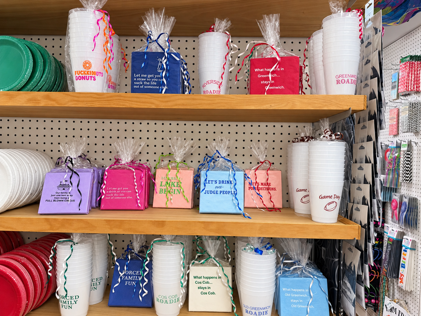 Brightened party tableware store display